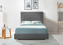 Load image into Gallery viewer, Nora Grey Velvet Queen Bed
