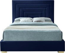 Load image into Gallery viewer, Nora Navy Velvet King Bed
