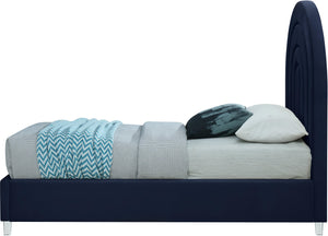 Rainbow Navy Velvet Twin Bed