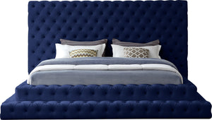 Revel Navy Velvet King Bed (3 Boxes)