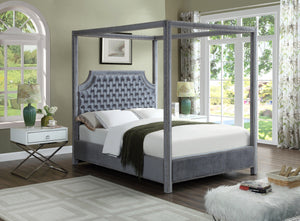 Rowan Grey Velvet King Bed (3 Boxes)