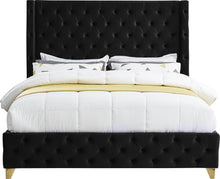 Load image into Gallery viewer, Savan Black Velvet Queen Bed
