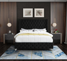 Load image into Gallery viewer, Savan Black Velvet Queen Bed
