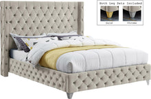 Load image into Gallery viewer, Savan Cream Velvet King Bed
