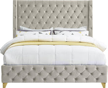 Load image into Gallery viewer, Savan Cream Velvet King Bed
