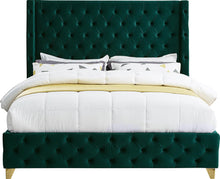 Load image into Gallery viewer, Savan Green Velvet King Bed
