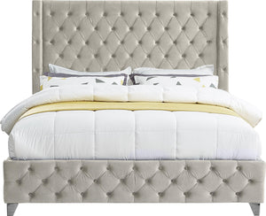 Savan Cream Velvet Full Bed