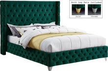 Load image into Gallery viewer, Savan Green Velvet Queen Bed
