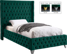 Load image into Gallery viewer, Savan Green Velvet Twin Bed
