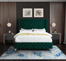 Load image into Gallery viewer, Savan Green Velvet King Bed
