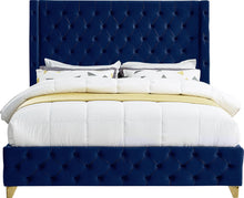 Load image into Gallery viewer, Savan Navy Velvet Full Bed
