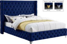 Load image into Gallery viewer, Savan Navy Velvet Full Bed
