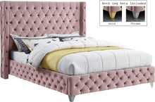 Load image into Gallery viewer, Savan Pink Velvet King Bed
