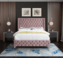 Load image into Gallery viewer, Savan Pink Velvet King Bed
