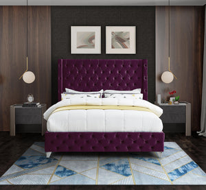 Savan Purple Velvet Full Bed