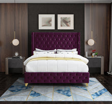 Load image into Gallery viewer, Savan Purple Velvet Full Bed
