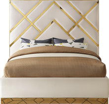 Load image into Gallery viewer, Vector Cream  Velvet Queen Bed
