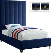 Load image into Gallery viewer, Via Navy Velvet Twin Bed
