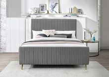 Load image into Gallery viewer, Zara Grey Velvet Queen Bed (3 Boxes)
