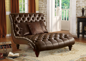 Anondale 2-Tone Brown PU Chaise & 3Pillows