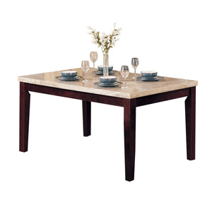 Britney White Marble & Walnut Dining Table