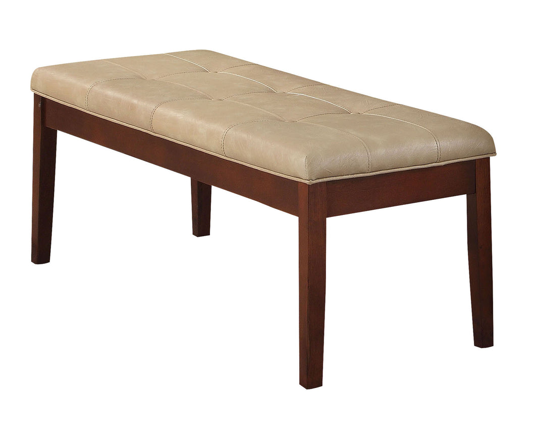 Britney Cream PU & Walnut Bench