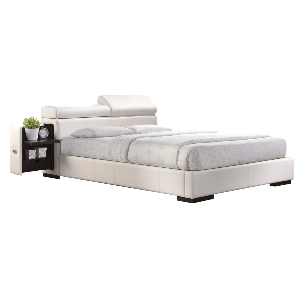 Manjot White PU California King Bed