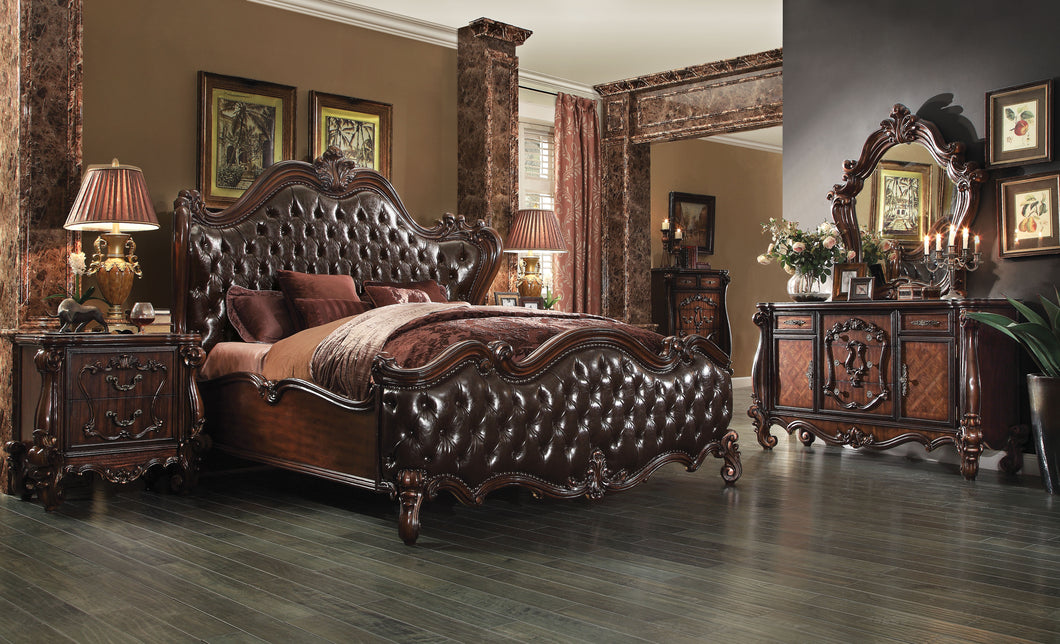 Versailles 2-Tone Dark Brown PU & Cherry Oak California King Bed