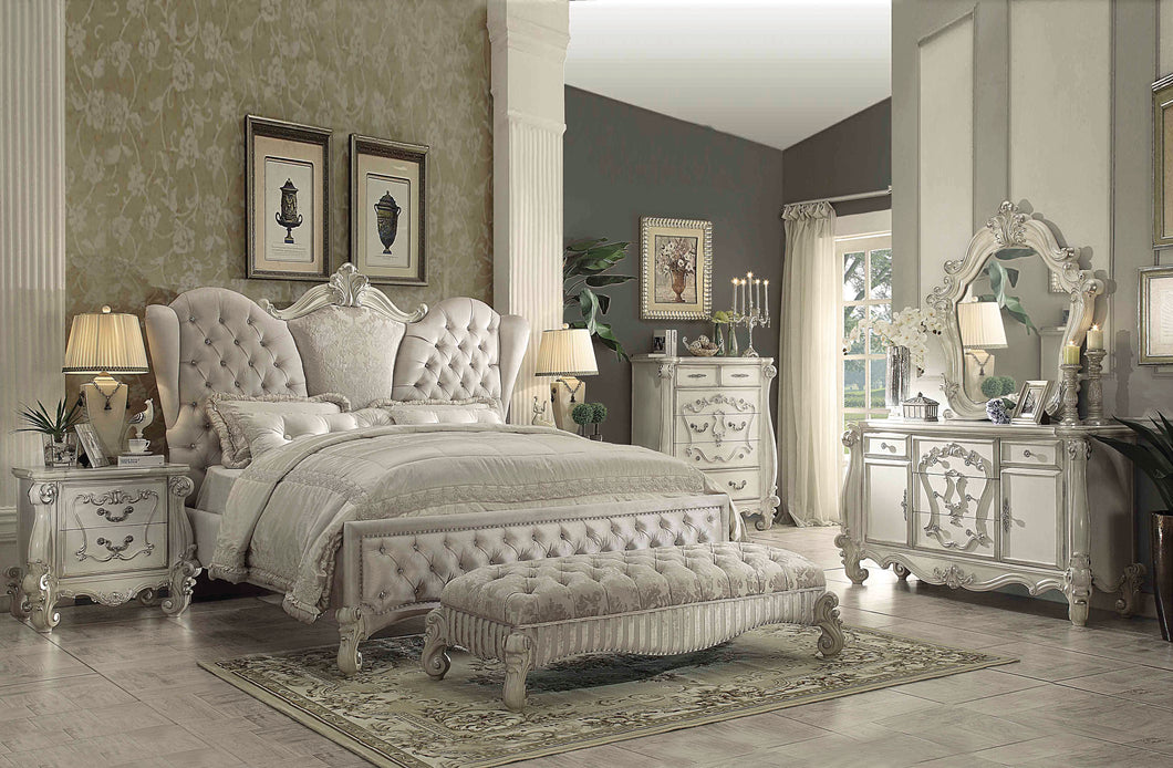 Versailles Ivory Velvet & Bone White California King Bed