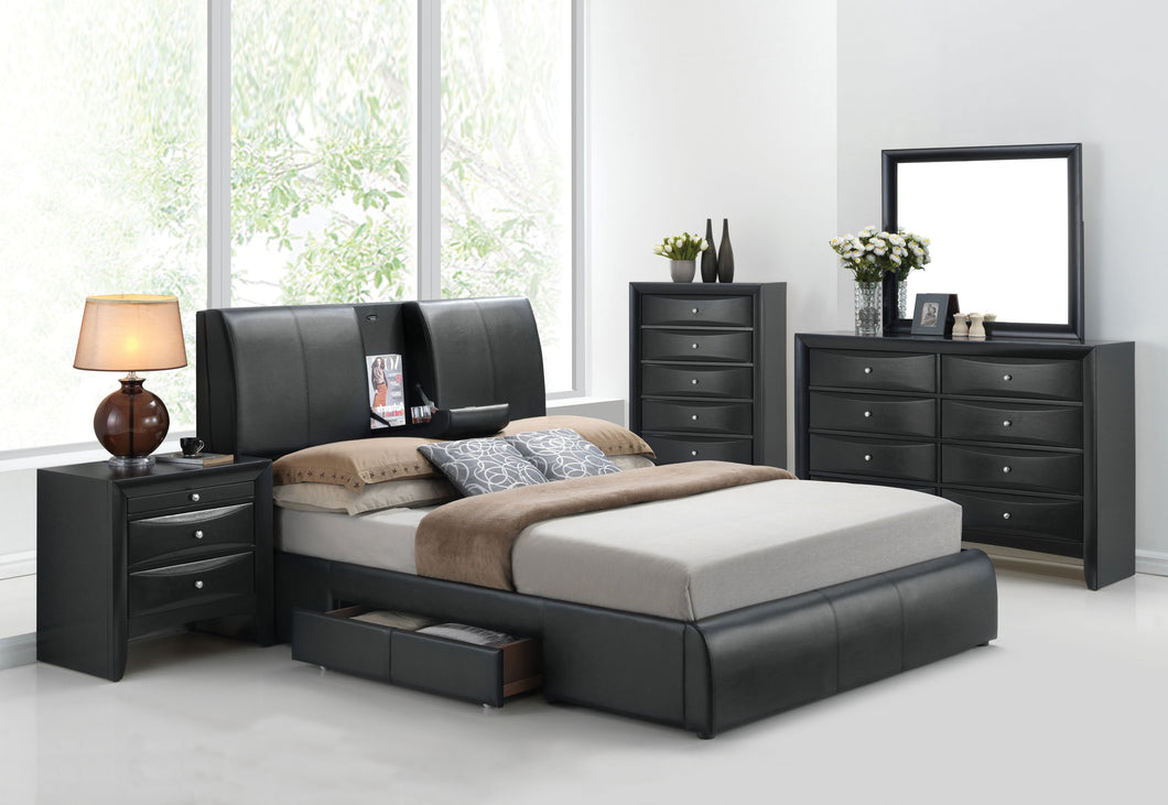 Kofi Black PU Eastern King Bed