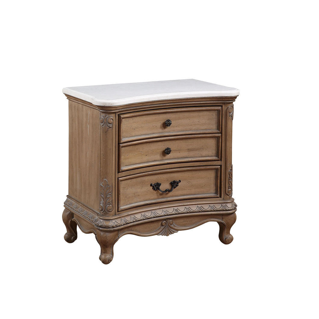 Teagan Oak Nightstand (Marble Top)