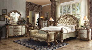 Vendome Bone PU & Gold Patina California King Bed