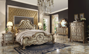 Dresden Bone PU & Gold Patina California King Bed