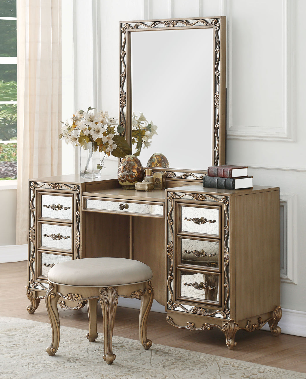 Orianne Antique Gold Vanity Desk