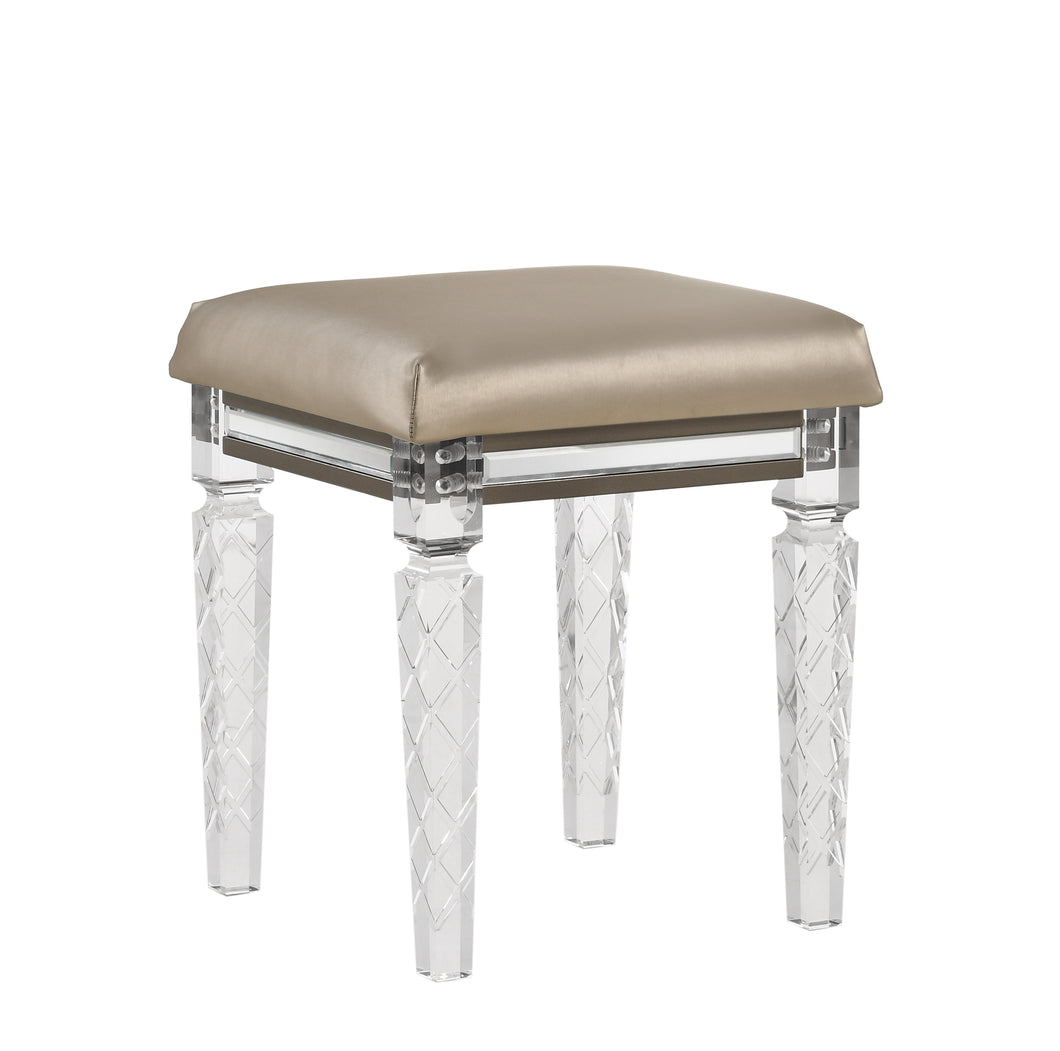 Skylar PU & Dark Champagne Vanity Stool