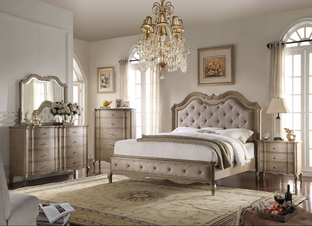 Chelmsford Beige Fabric & Antique Taupe Eastern King Bed