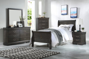 Louis Philippe Dark Gray Twin Bed