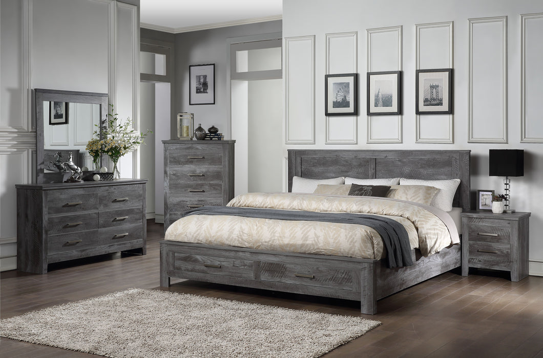 Vidalia Rustic Gray Oak Queen Bed (Storage)