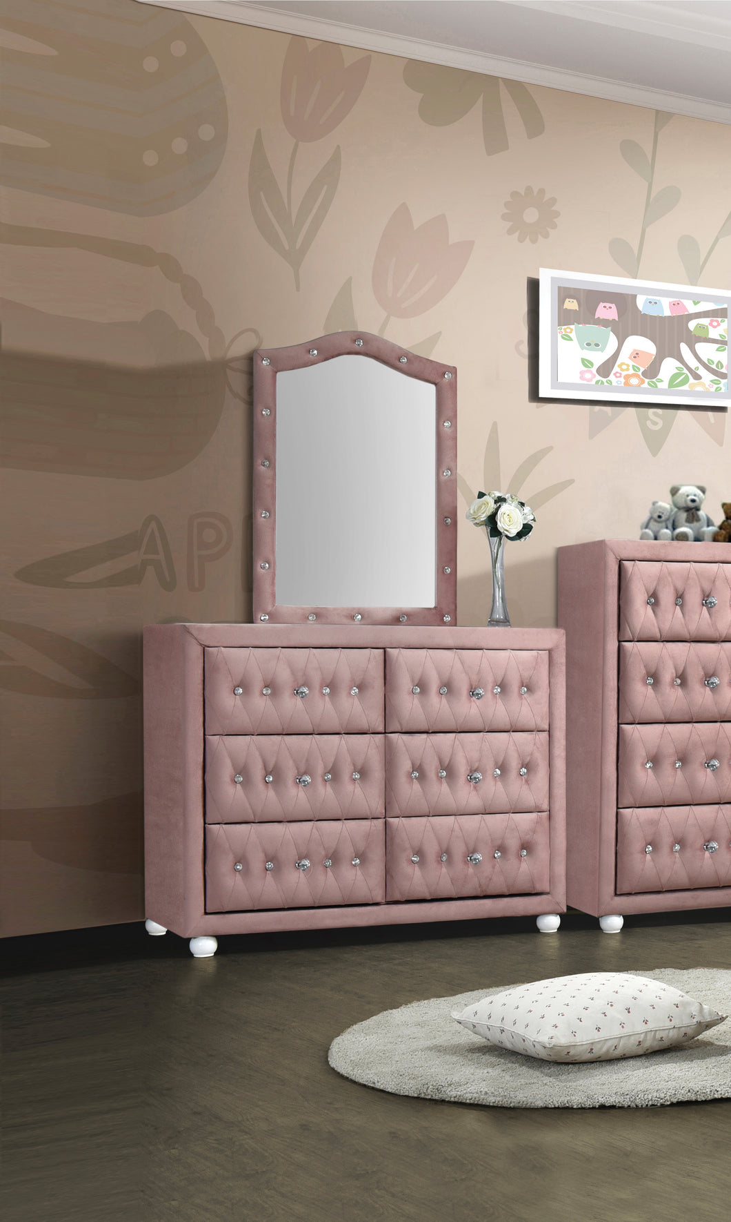 Reggie Pink Fabric Mirror