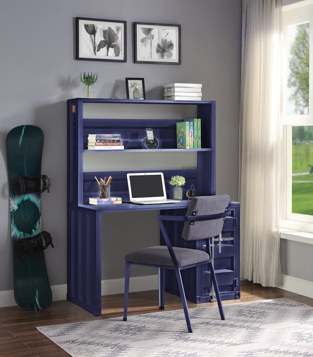 Cargo Blue Desk & Hutch