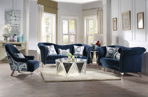 Jaborosa Blue Velvet Sofa w/3 Pillows