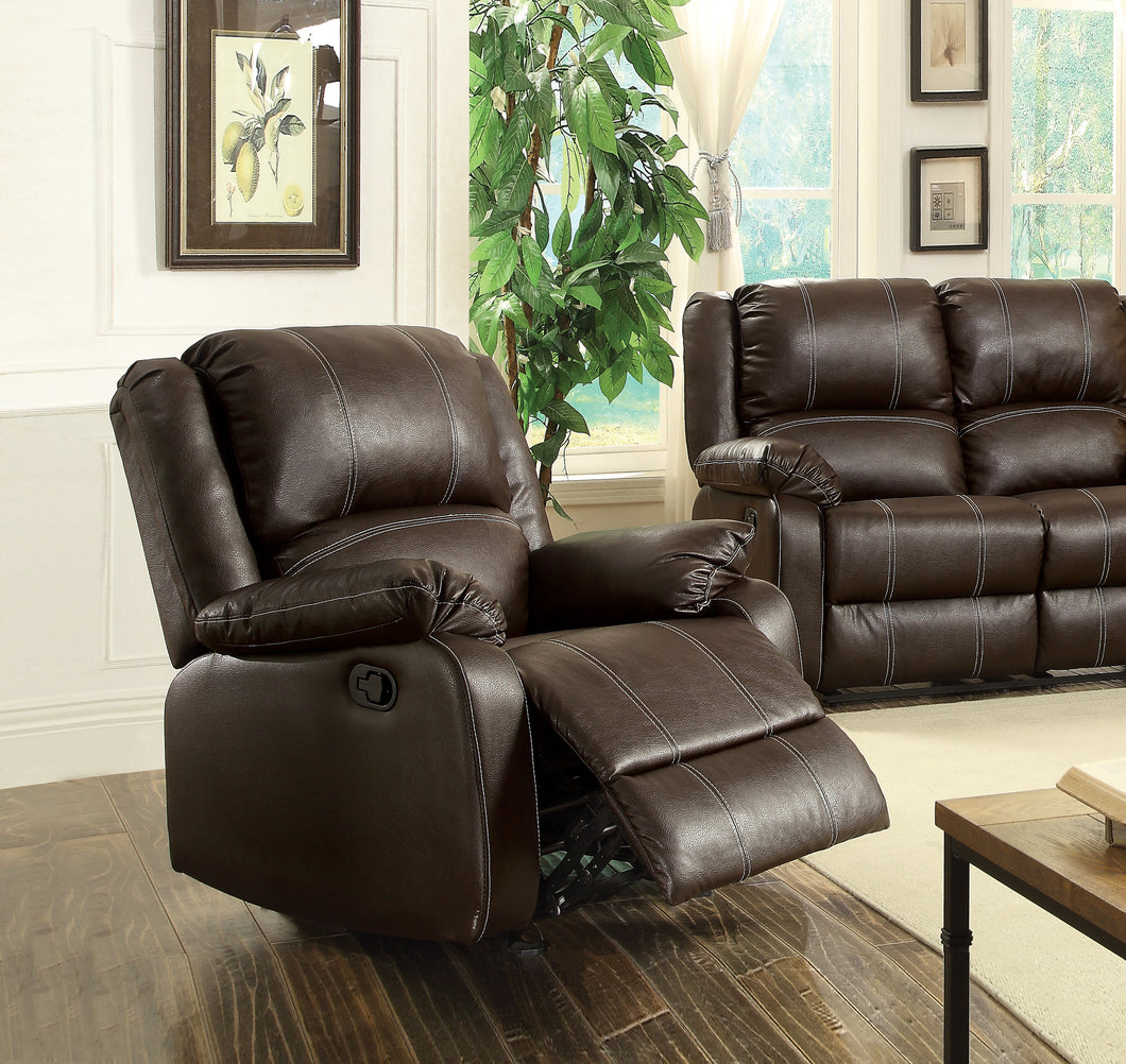 Zuriel Brown PU Rocker Recliner (Motion)