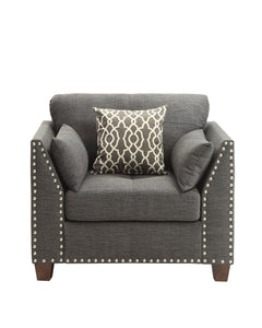 Laurissa Light Charcoal Linen Chair & 3 Pillows