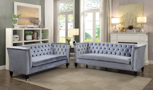 Honor Blue-Gray Velvet Sofa