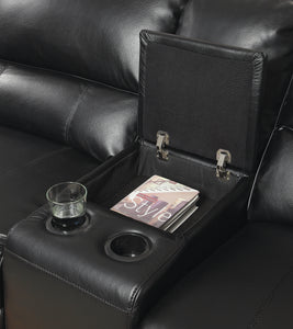 Saul Black Leather-Aire Sectional Sofa (Power Motion/USB)