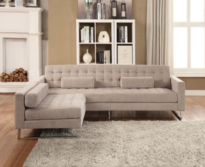 Sampson Beige Fabric Sofa w/Pillows