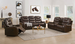 Braylon Brown PU Sofa (Motion)