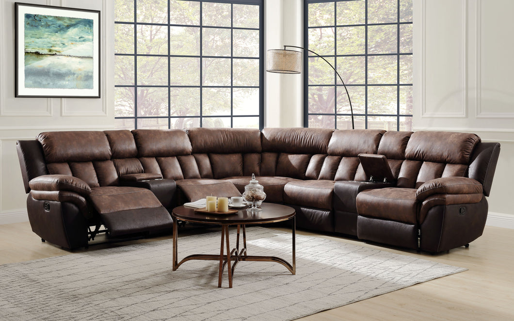 Jaylen Toffee & Espresso Polished Microfiber Sectional Sofa (Motion)