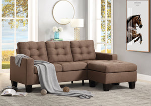 Earsom Brown Linen Sectional Sofa (Rev. Chaise)