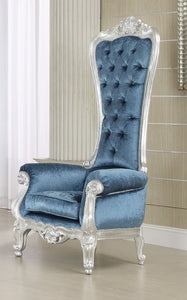 Raven Silver Frame & Blue Fabric Accent Chair